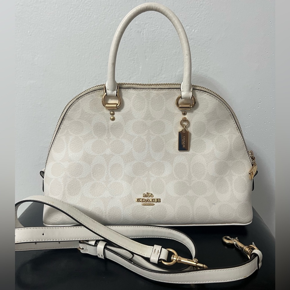 Coach white bag with cross body strap